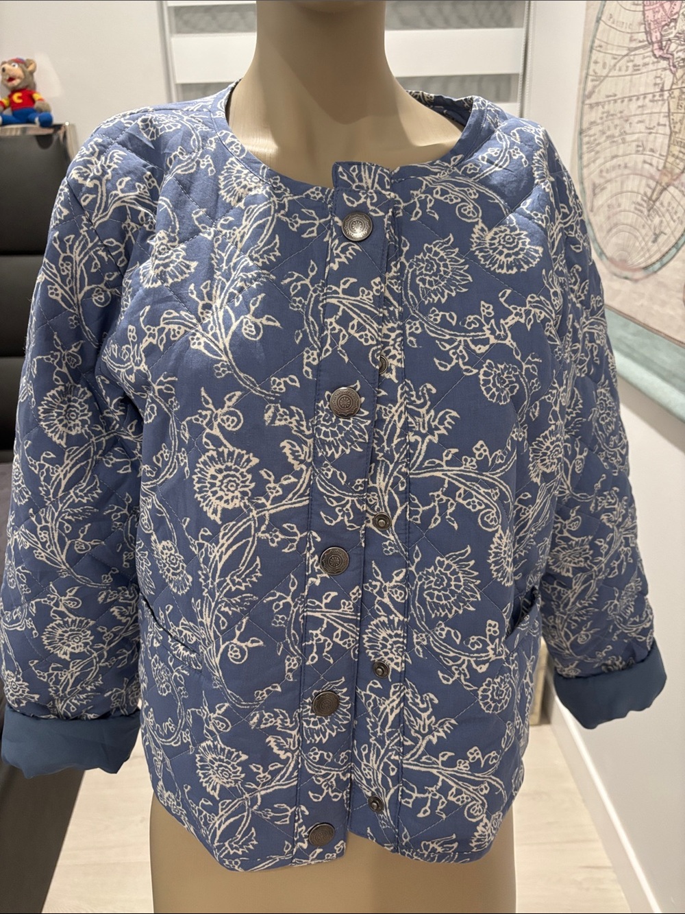 Sanctuary Blue Floral Quilted Puffer Jacket